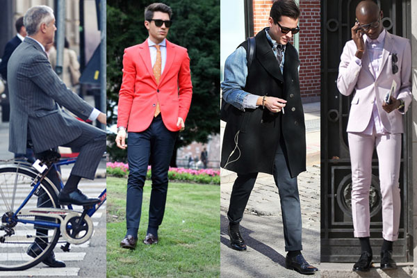 costumes sombres et chaussettes assortis