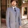 costume sur mesure 3 pièces business mariage bleu gris