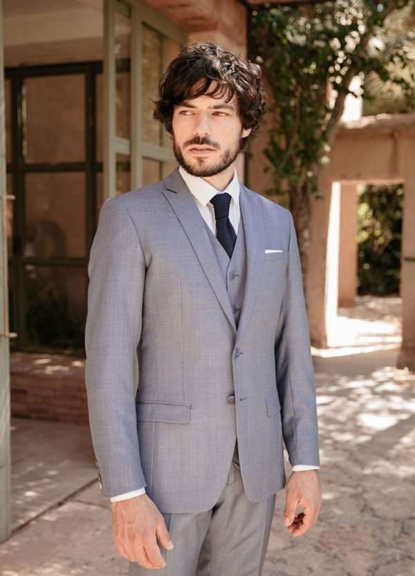 costume sur mesure 3 pièces business mariage bleu gris faubourg saint sulpice