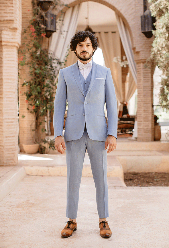 costume de mariage 3 pièces bleu clair sur mesure tailleur paris homme faubourg saint sulpice