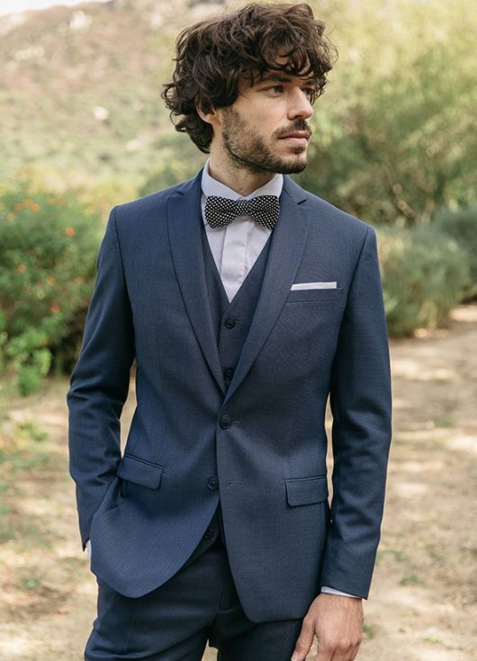 Look_1_Vague costume 3 pièces bleu marine